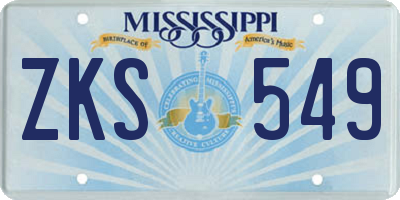 MS license plate ZKS549