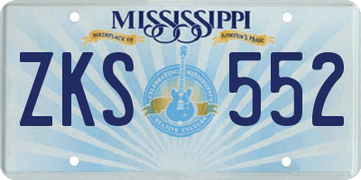 MS license plate ZKS552
