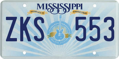 MS license plate ZKS553