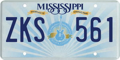 MS license plate ZKS561