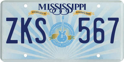 MS license plate ZKS567
