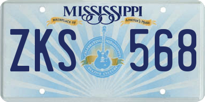 MS license plate ZKS568