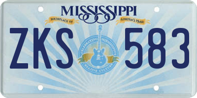 MS license plate ZKS583