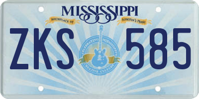 MS license plate ZKS585