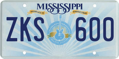 MS license plate ZKS600