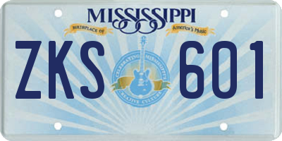 MS license plate ZKS601