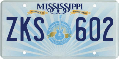 MS license plate ZKS602