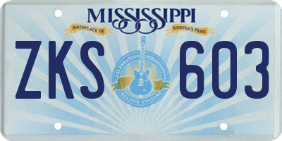 MS license plate ZKS603