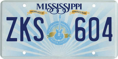 MS license plate ZKS604