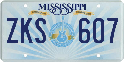 MS license plate ZKS607
