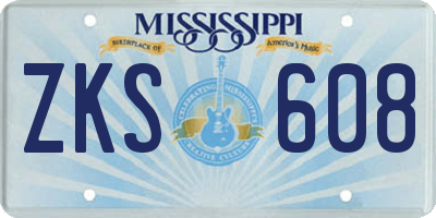MS license plate ZKS608