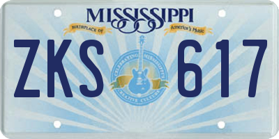MS license plate ZKS617