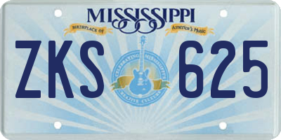 MS license plate ZKS625