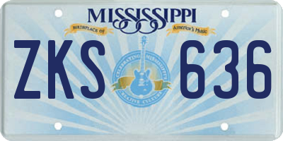 MS license plate ZKS636