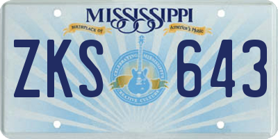 MS license plate ZKS643