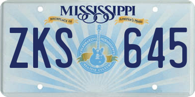 MS license plate ZKS645