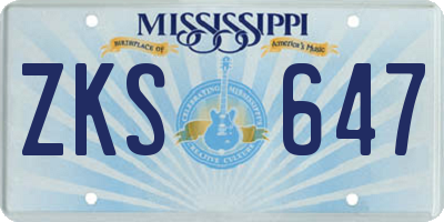 MS license plate ZKS647