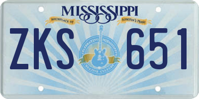 MS license plate ZKS651