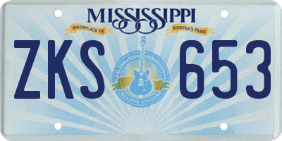 MS license plate ZKS653