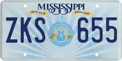 MS license plate ZKS655