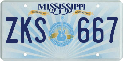 MS license plate ZKS667