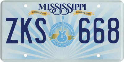 MS license plate ZKS668