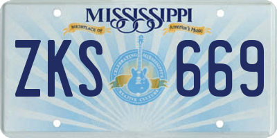 MS license plate ZKS669