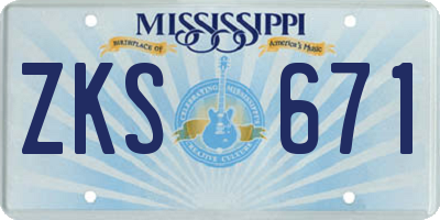 MS license plate ZKS671