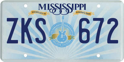 MS license plate ZKS672