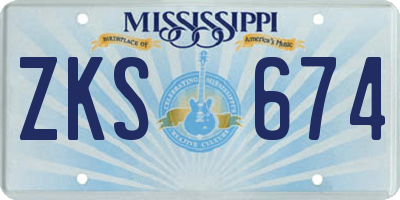 MS license plate ZKS674