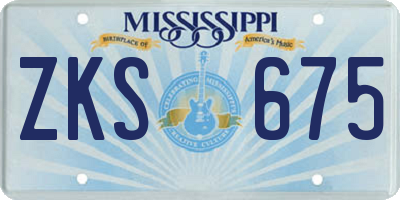 MS license plate ZKS675