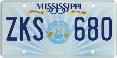 MS license plate ZKS680