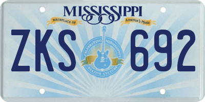 MS license plate ZKS692