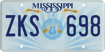 MS license plate ZKS698