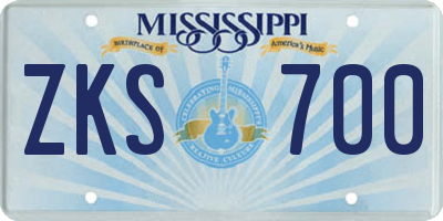 MS license plate ZKS700