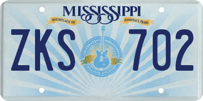 MS license plate ZKS702