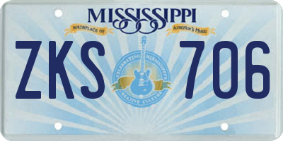 MS license plate ZKS706