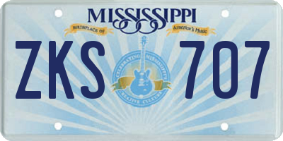 MS license plate ZKS707