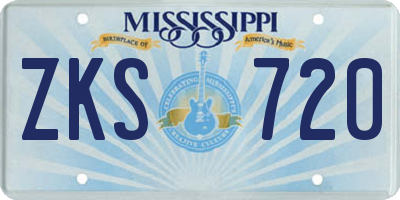 MS license plate ZKS720