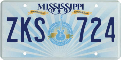 MS license plate ZKS724