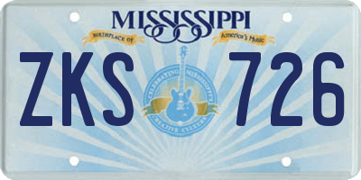 MS license plate ZKS726
