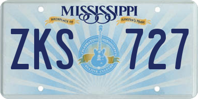 MS license plate ZKS727
