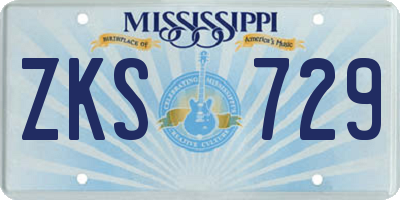 MS license plate ZKS729
