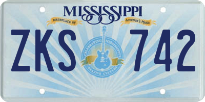 MS license plate ZKS742