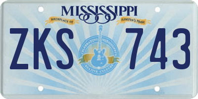 MS license plate ZKS743