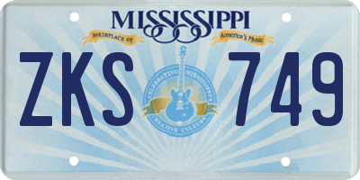 MS license plate ZKS749
