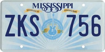 MS license plate ZKS756