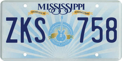 MS license plate ZKS758