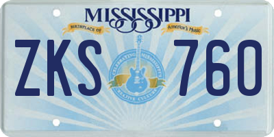 MS license plate ZKS760