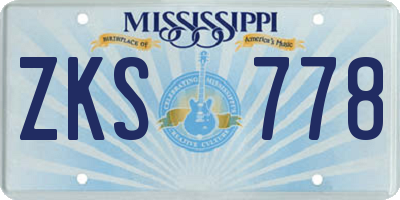 MS license plate ZKS778